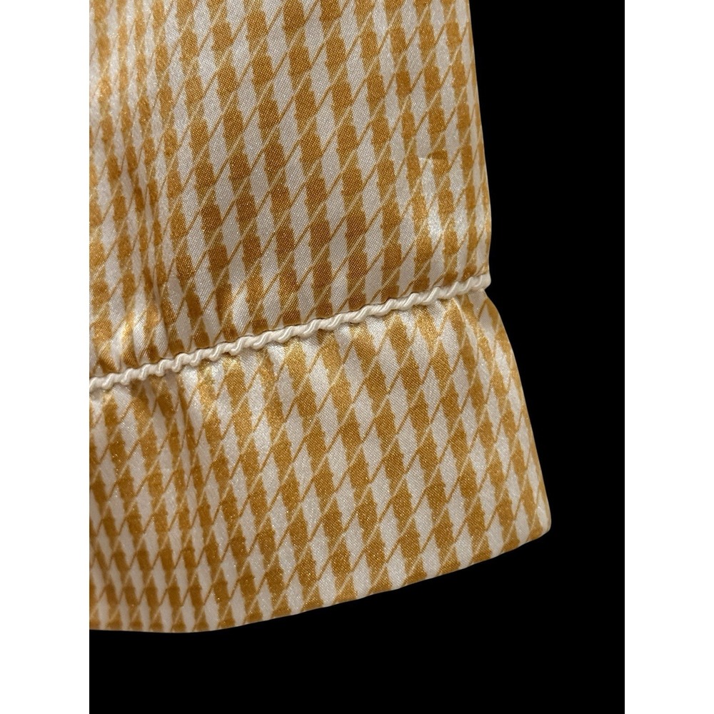 VTG CHRISTIAN DIOR Pajama Top Satin Gold Houndstooth Silk Lounge Shirt 24" PTP - Picture 6 of 10